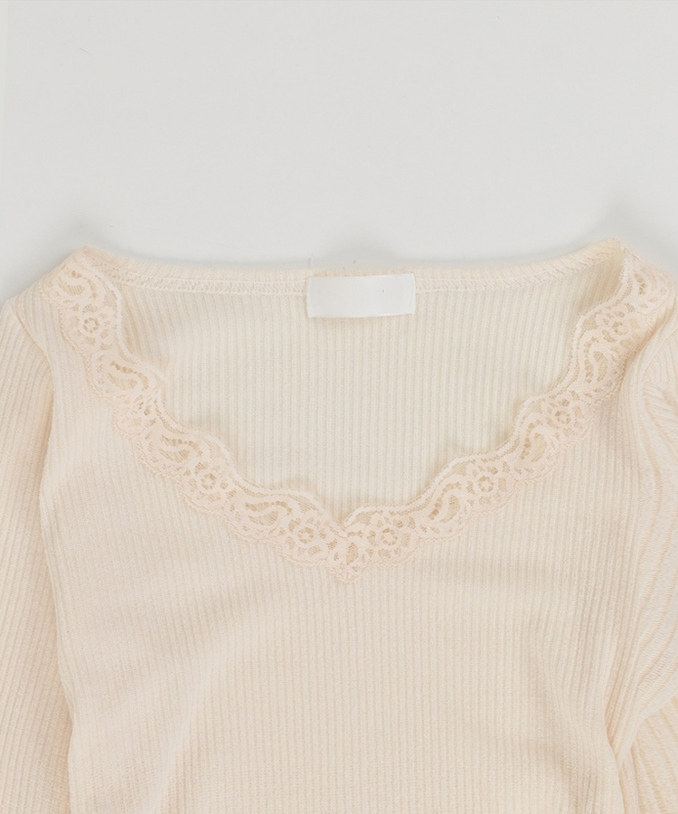 【マフラー付き】レーススリムTシャツ