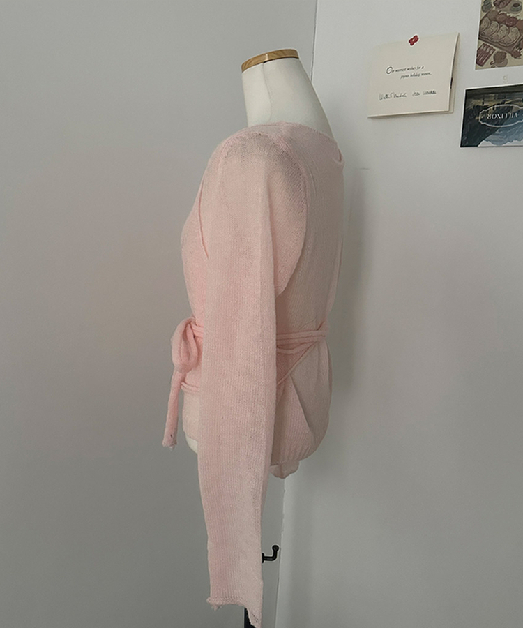 뷔스티에 레이어드 로프 허리끈 니트