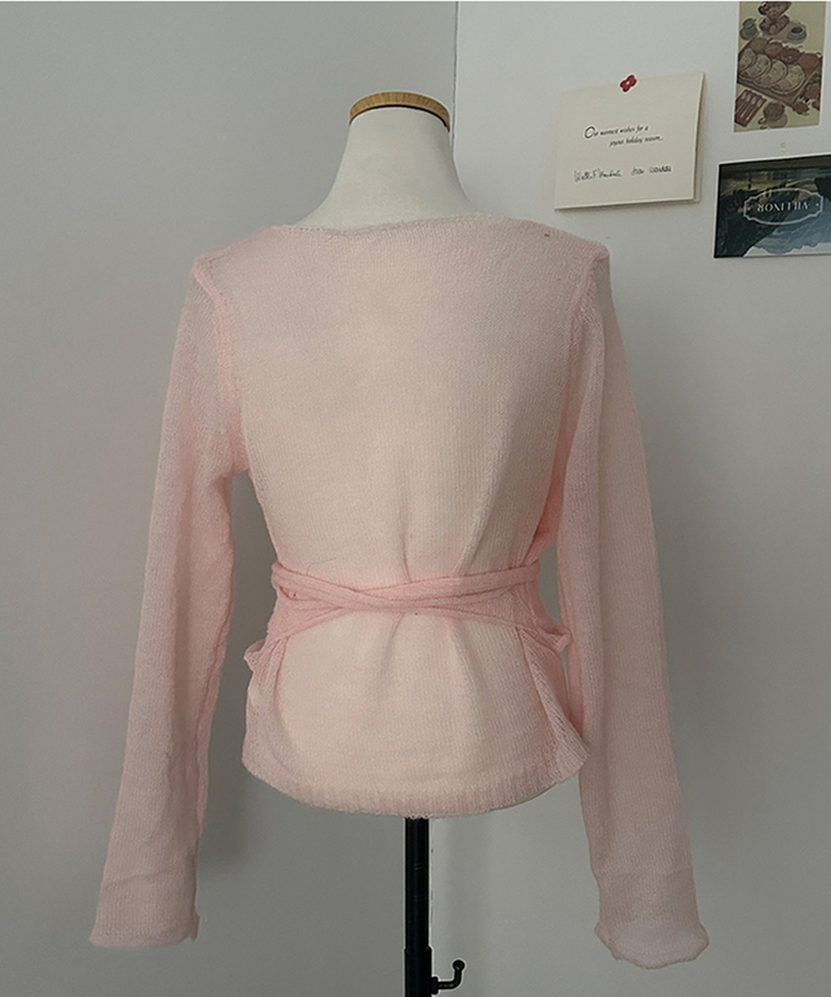 뷔스티에 레이어드 로프 허리끈 니트