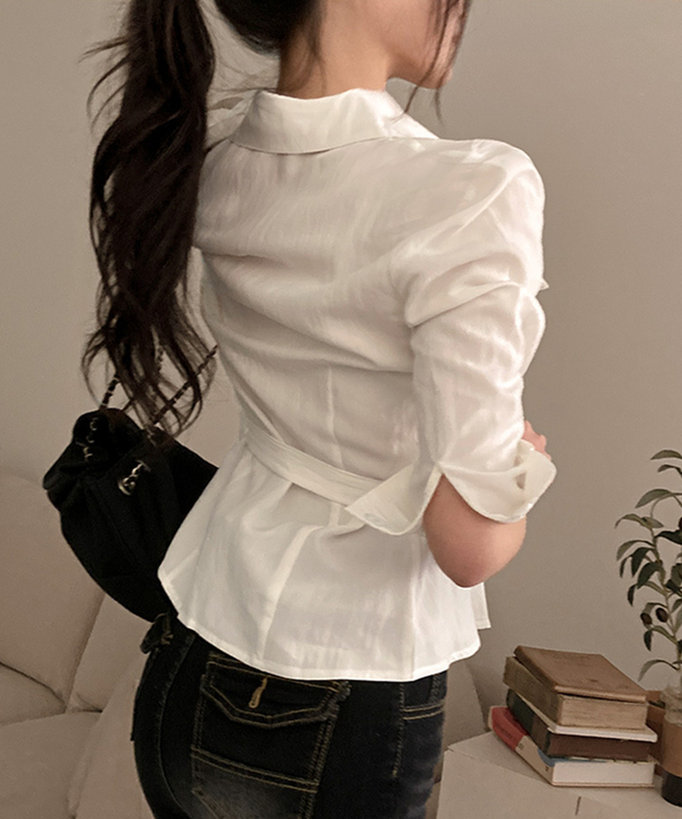 【ベルト付き】ベルトポケットシャツブラウス IVORY