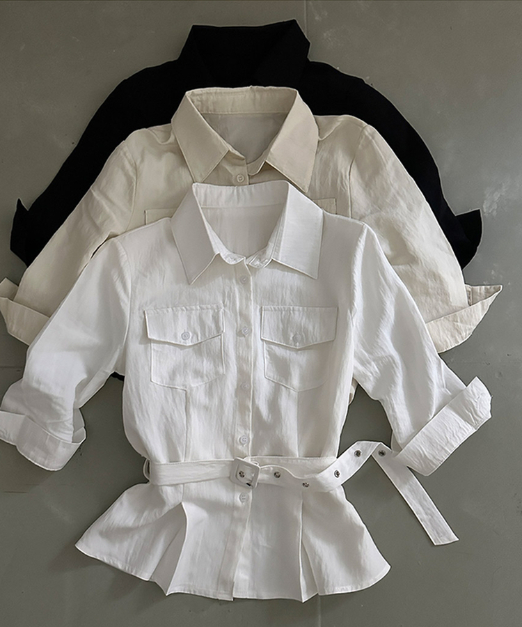 【ベルト付き】ベルトポケットシャツブラウス