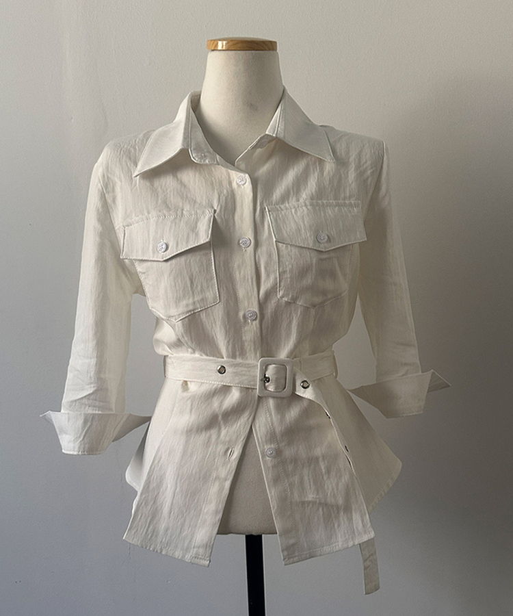 【ベルト付き】ベルトポケットシャツブラウス