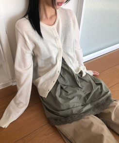 レースロングレイヤードキャミソール KHAKI