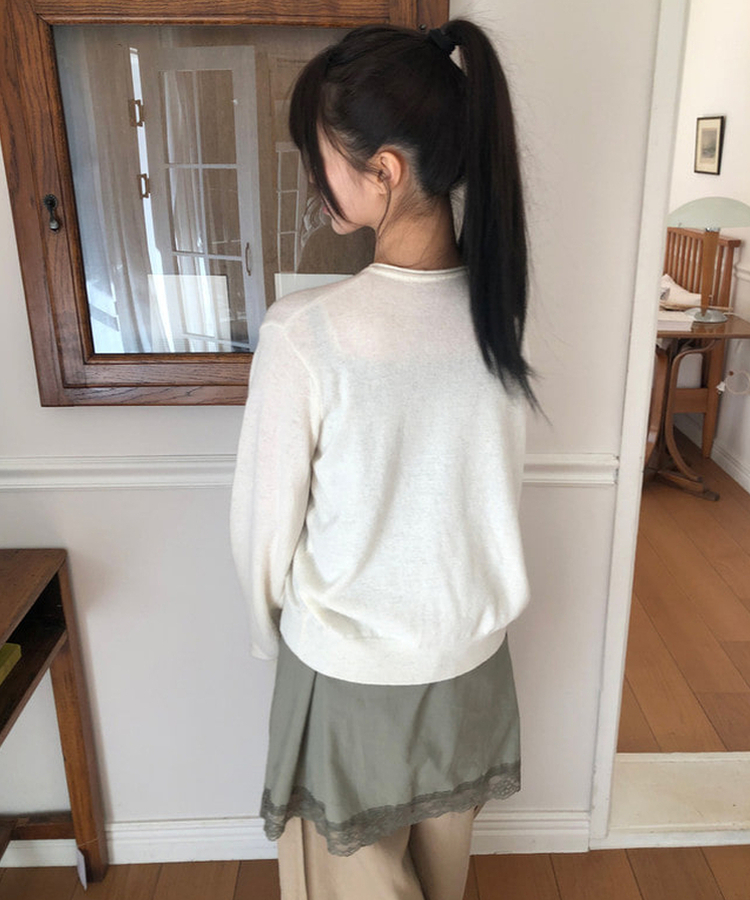レースロングレイヤードキャミソール KHAKI