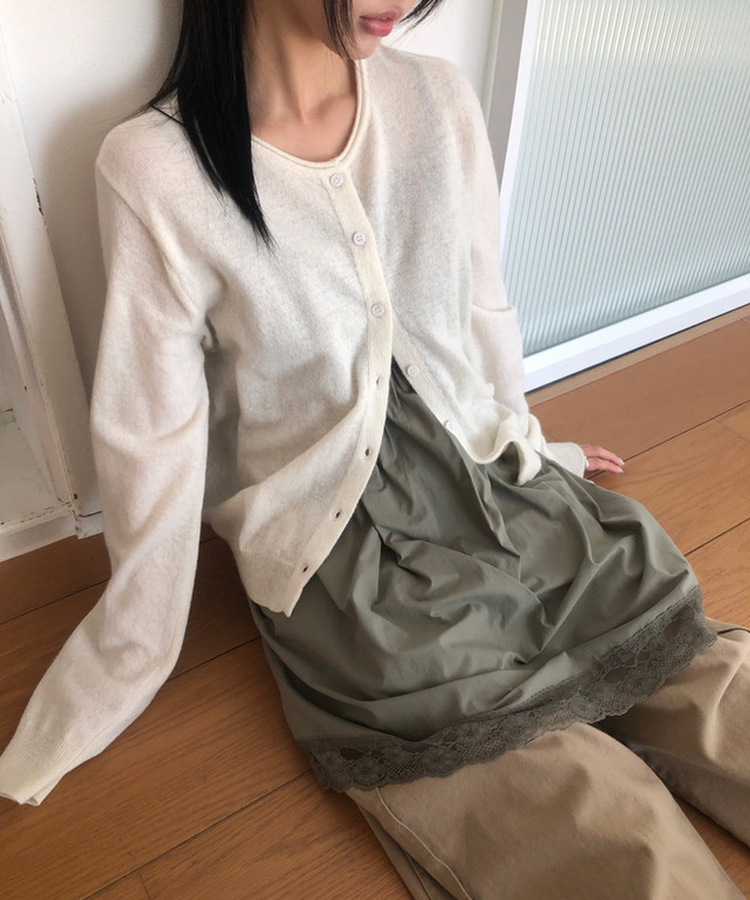 レースロングレイヤードキャミソール KHAKI