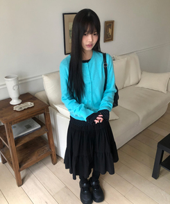 ティアードフリルミディスカート BLACK