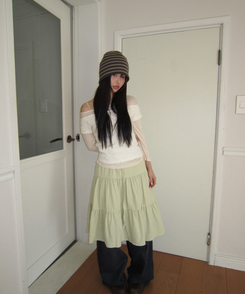 ティアードフリルミディスカート MINT