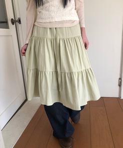 ティアードフリルミディスカート MINT