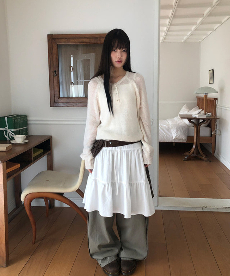 ティアードフリルミディスカート IVORY