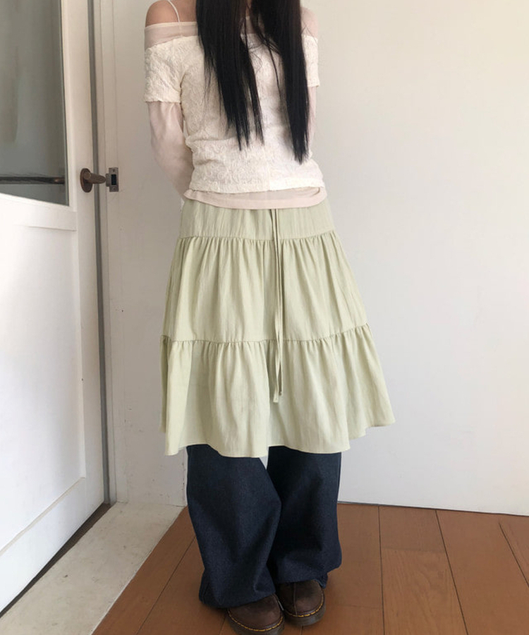 ティアードフリルミディスカート MINT