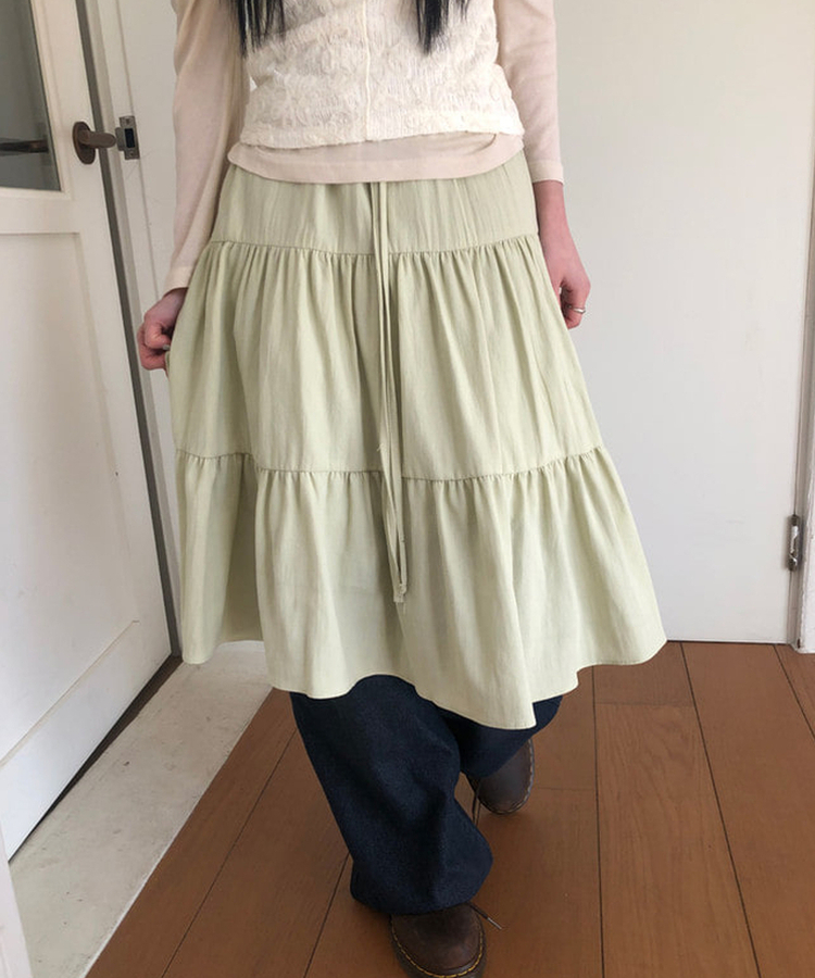 ティアードフリルミディスカート MINT
