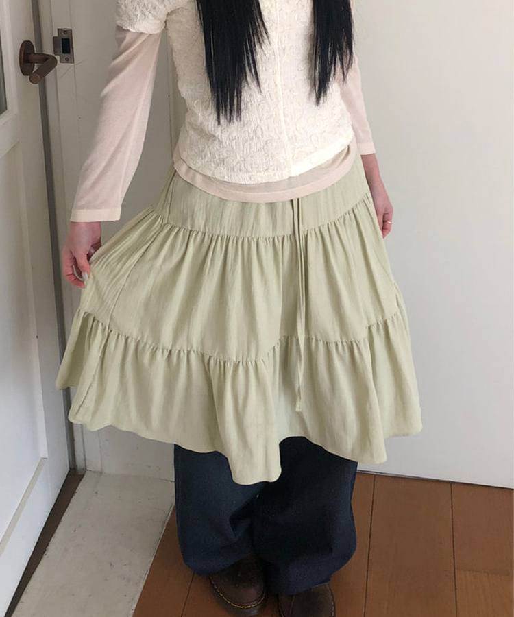 ティアードフリルミディスカート MINT