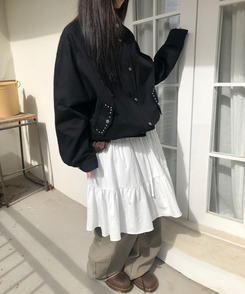 ルーズフィットスタッドモッズジャケット BLACK