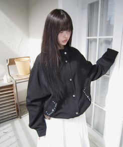ルーズフィットスタッドモッズジャケット BLACK