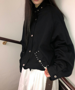 ルーズフィットスタッドモッズジャケット BLACK