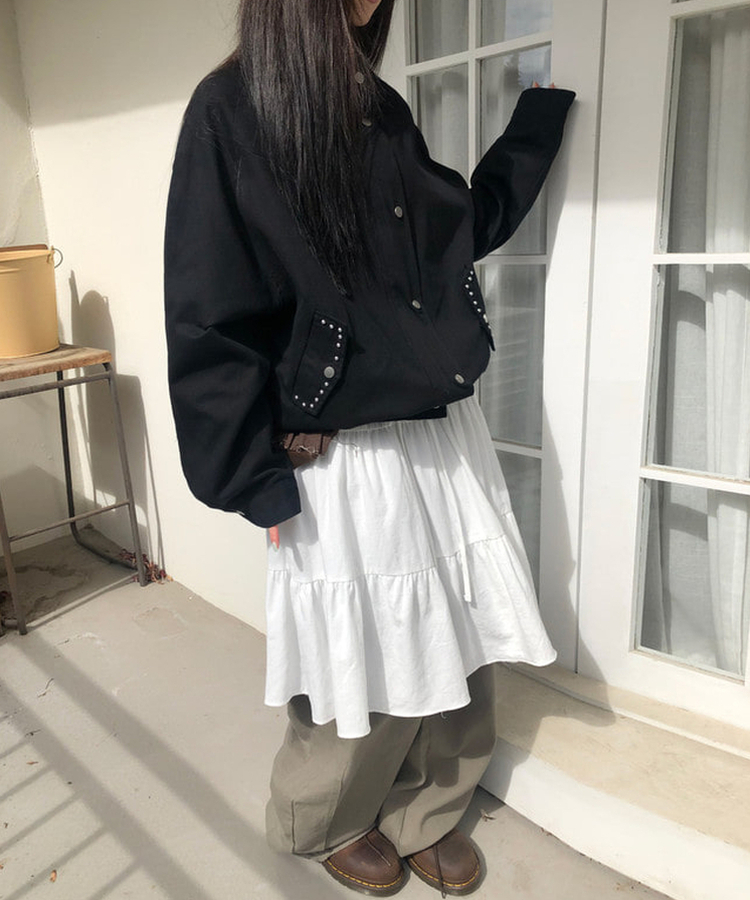 ルーズフィットスタッドモッズジャケット BLACK