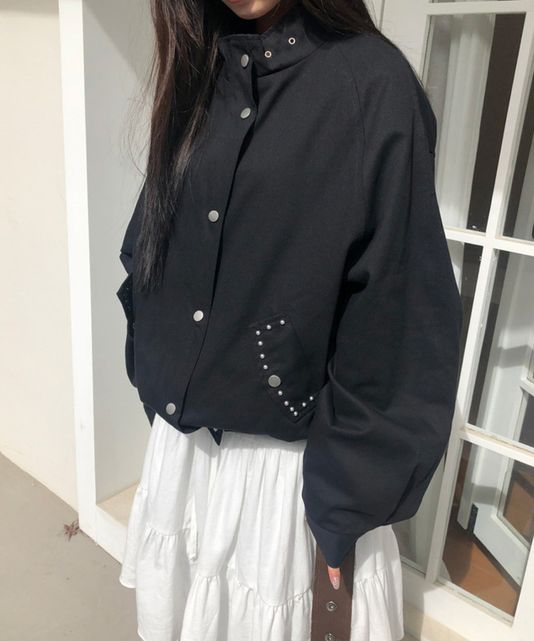 ルーズフィットスタッドモッズジャケット BLACK