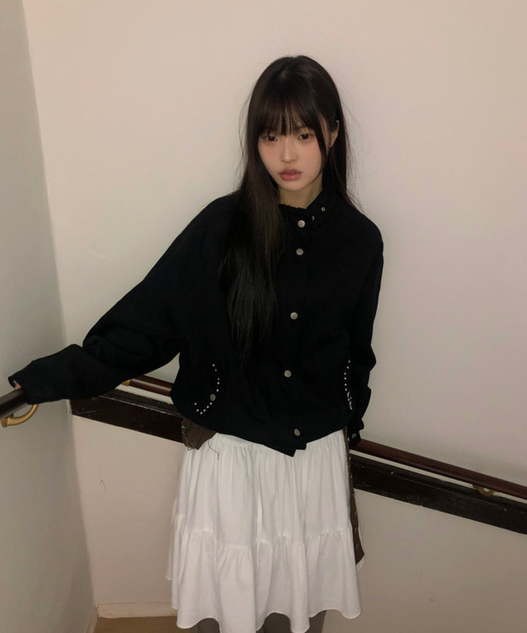 ルーズフィットスタッドモッズジャケット BLACK