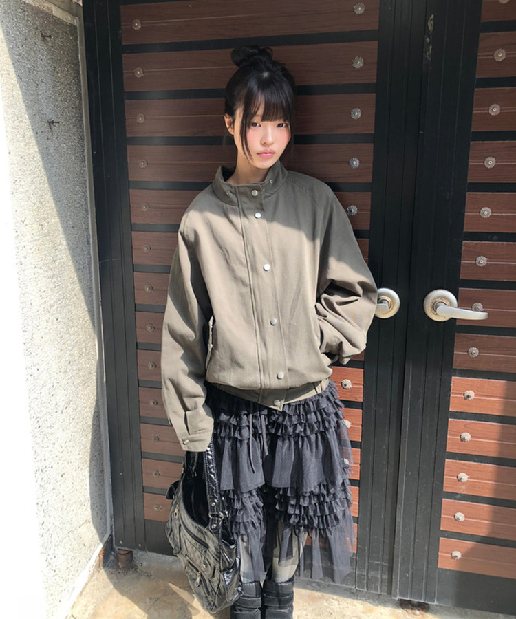 ルーズフィットスタッドモッズジャケット KHAKI