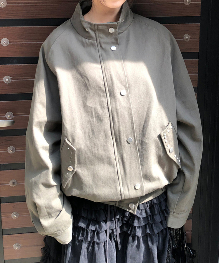 ルーズフィットスタッドモッズジャケット KHAKI