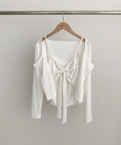 【SET】ドットリボンキャミソール＋カーディガン(5color)