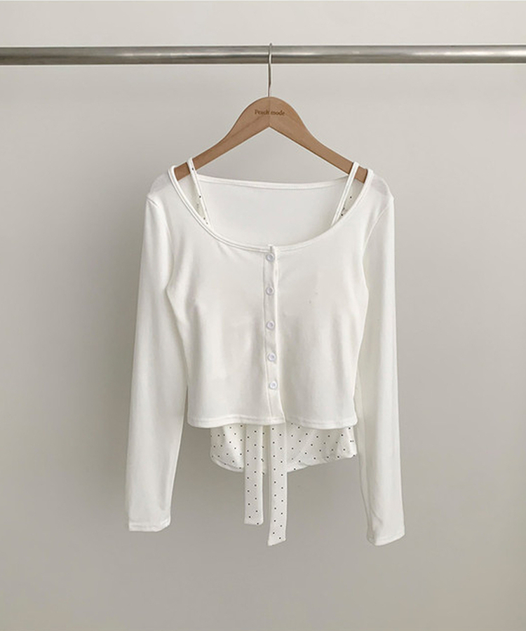 【SET】ドットリボンキャミソール＋カーディガン(5color)