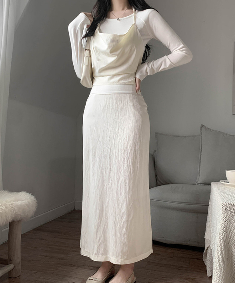 ラップレイヤードロングスカート CREAM