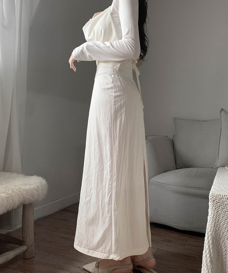 ラップレイヤードロングスカート CREAM