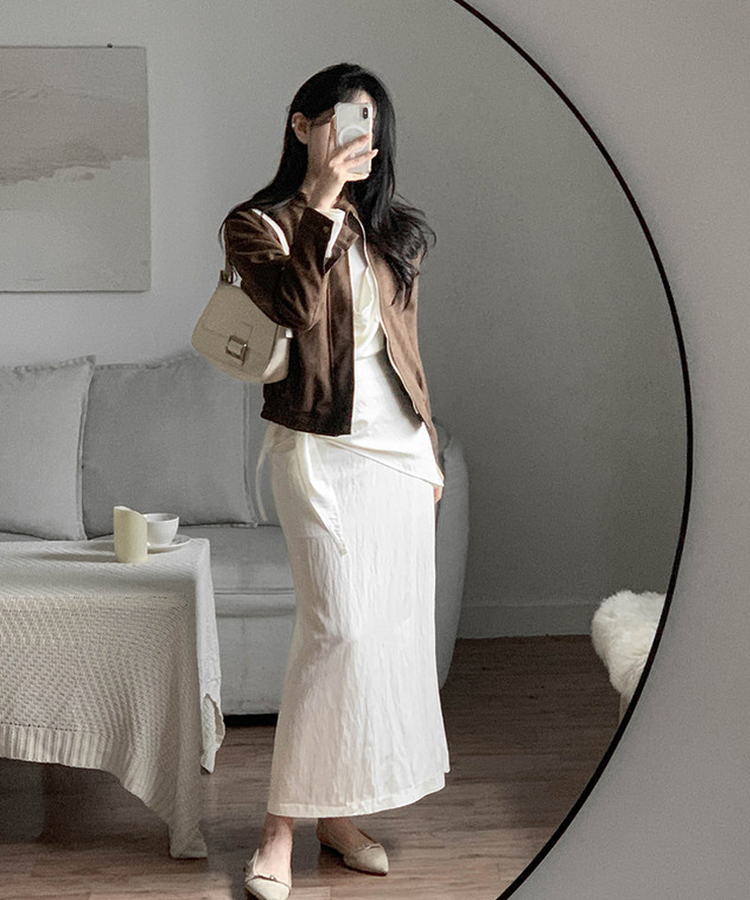 ラップレイヤードロングスカート CREAM