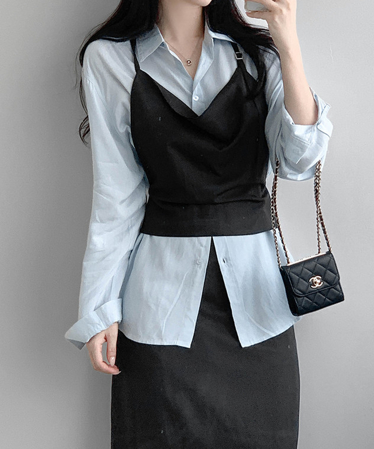 ラップレイヤードロングスカート CHARCOAL