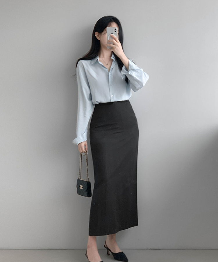 ラップレイヤードロングスカート CHARCOAL