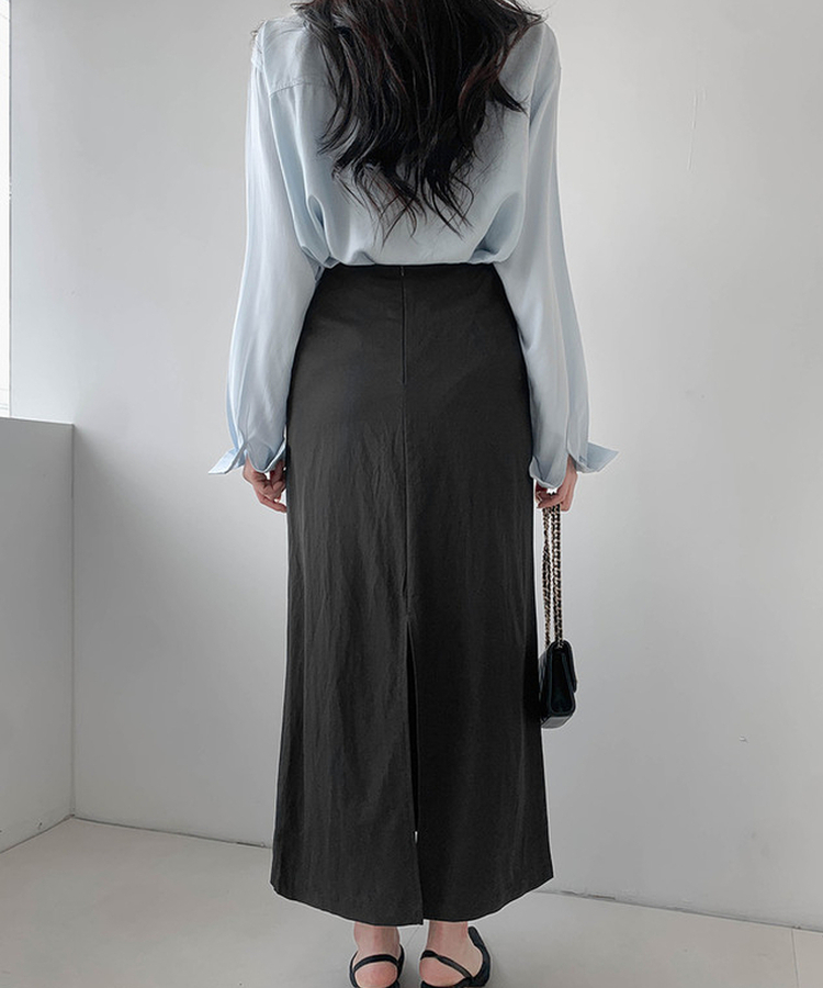 ラップレイヤードロングスカート BLACK