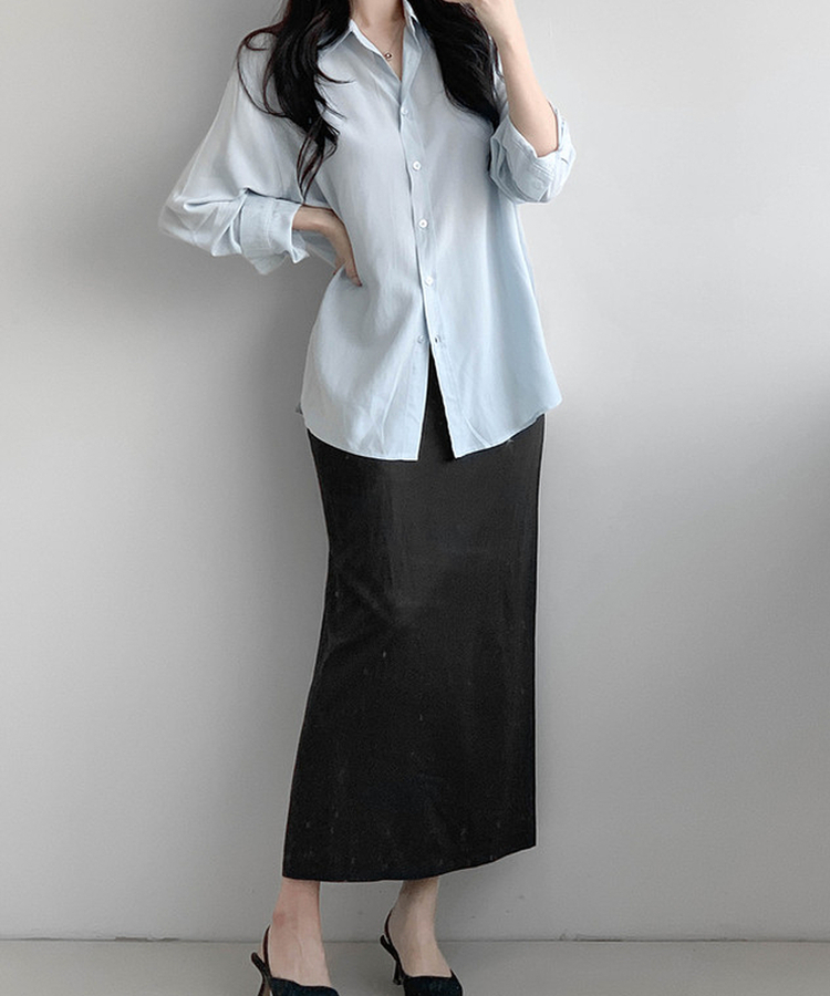 ラップレイヤードロングスカート BLACK