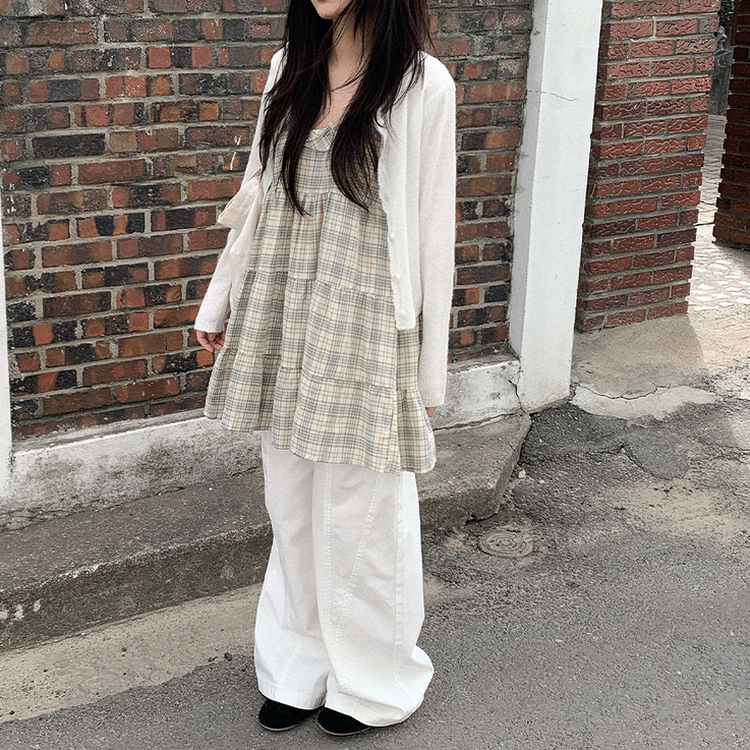 チェックミニキャミソールワンピース GREEN
