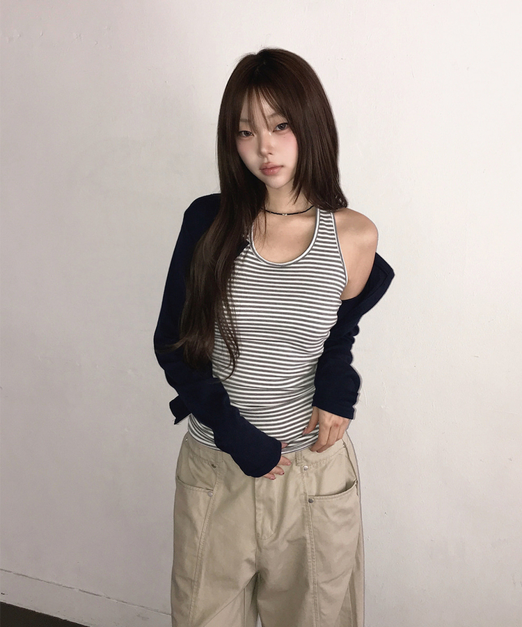 スリットコットンワイドパンツ LIGHT BEIGE