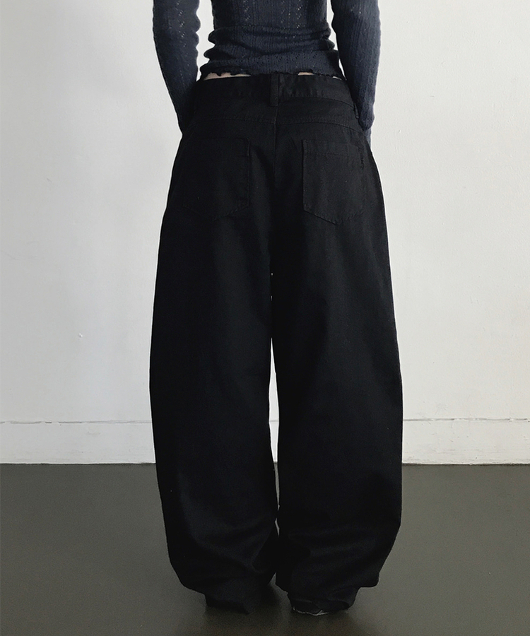 スリットコットンワイドパンツ BLACK