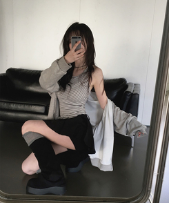 ストライプホルターネックキャミソール IVORY