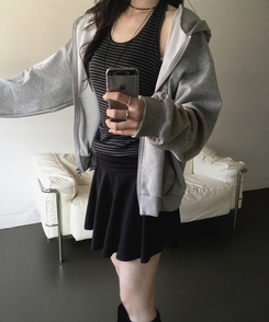 ストライプホルターネックキャミソール BLACK