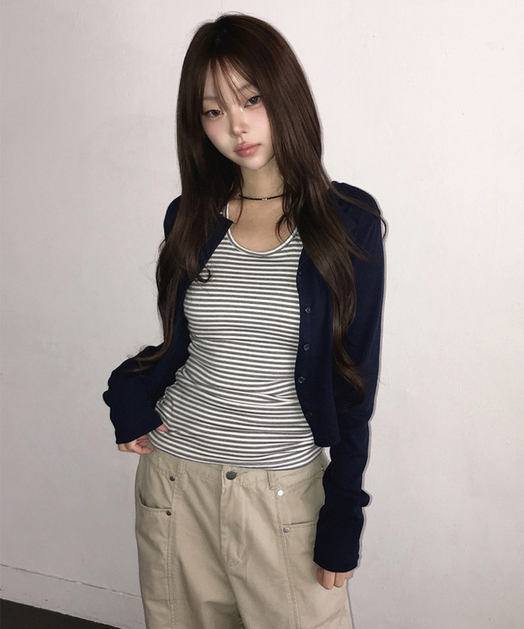 ストライプホルターネックキャミソール IVORY