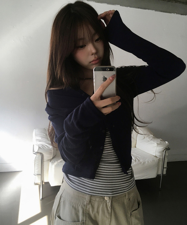 ストライプホルターネックキャミソール IVORY