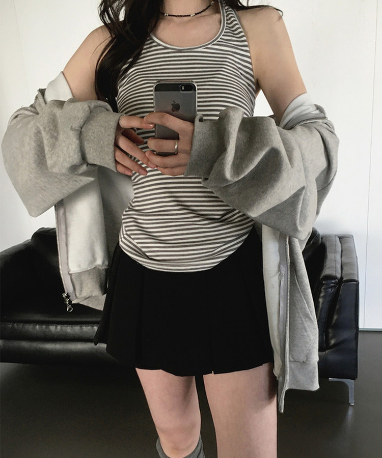 ストライプホルターネックキャミソール IVORY