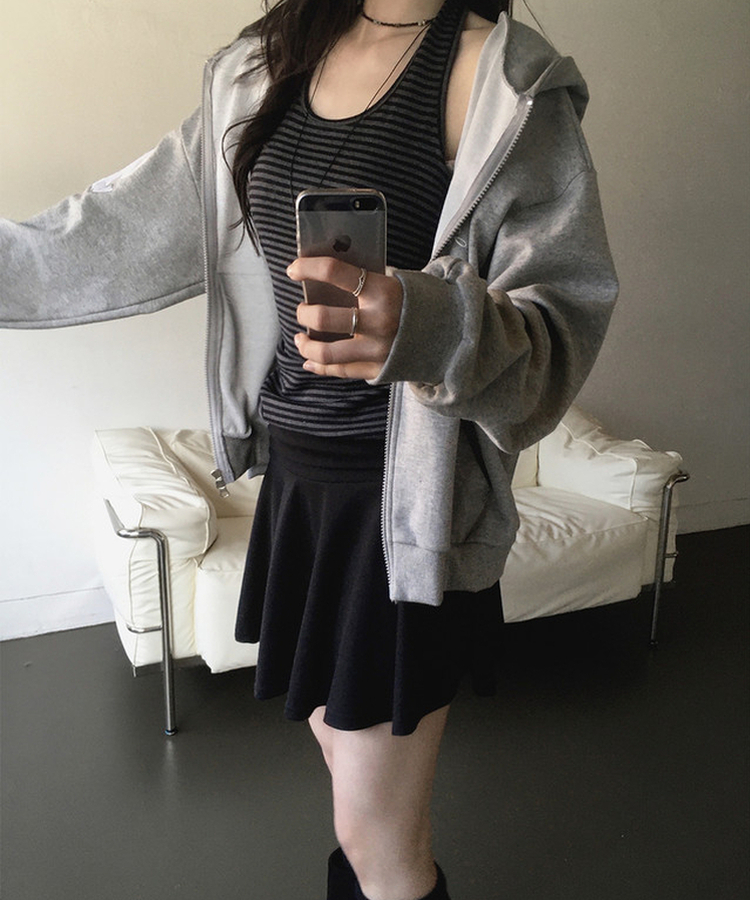 ストライプホルターネックキャミソール BLACK