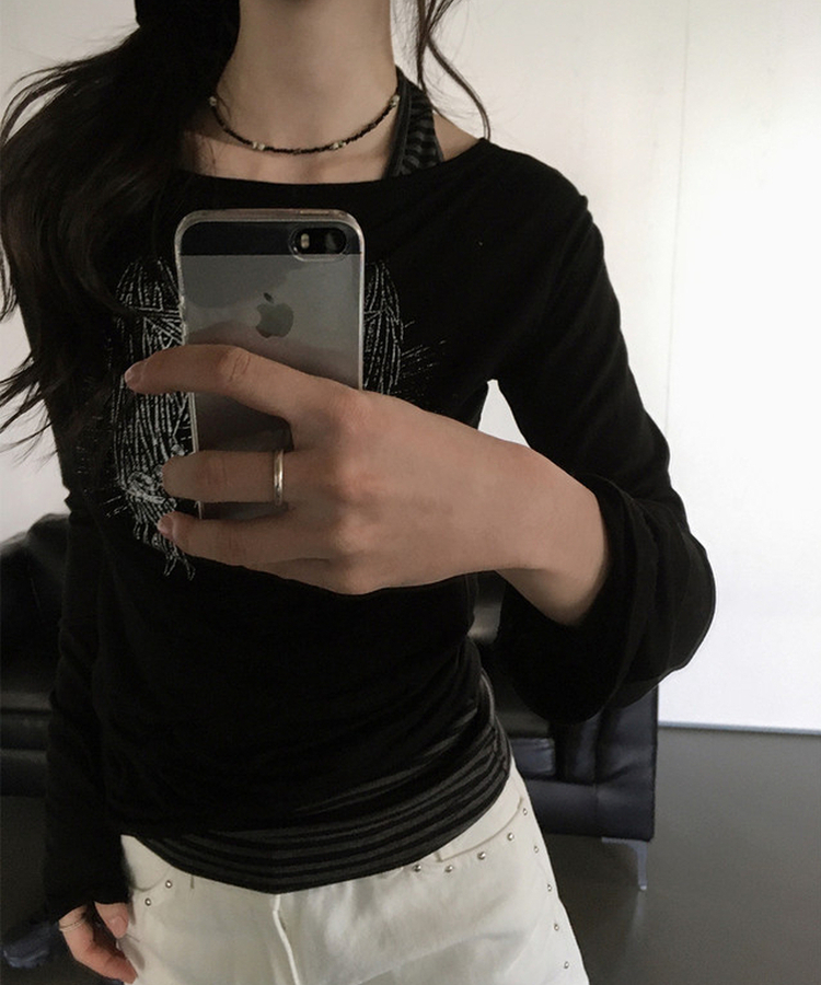 ストライプホルターネックキャミソール BLACK