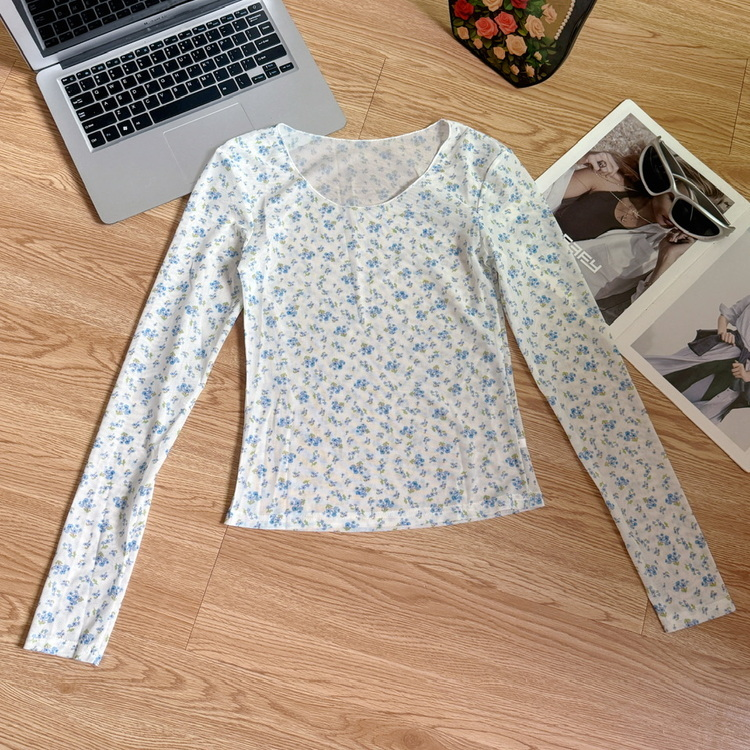 【SET着用可能】小花シースルートップ