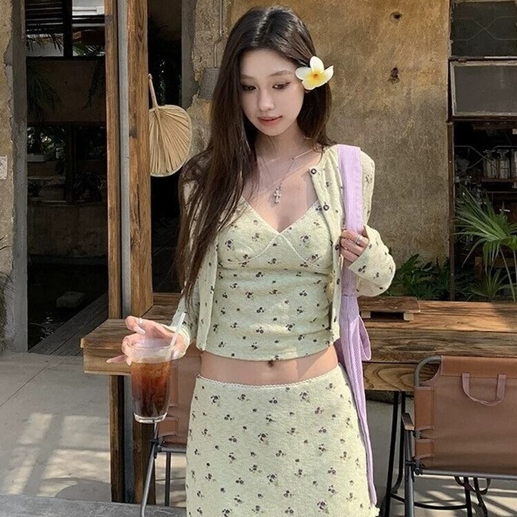 【SET着用可能】グリーンアップルカーディガンセット3ps LIGHT GREEN