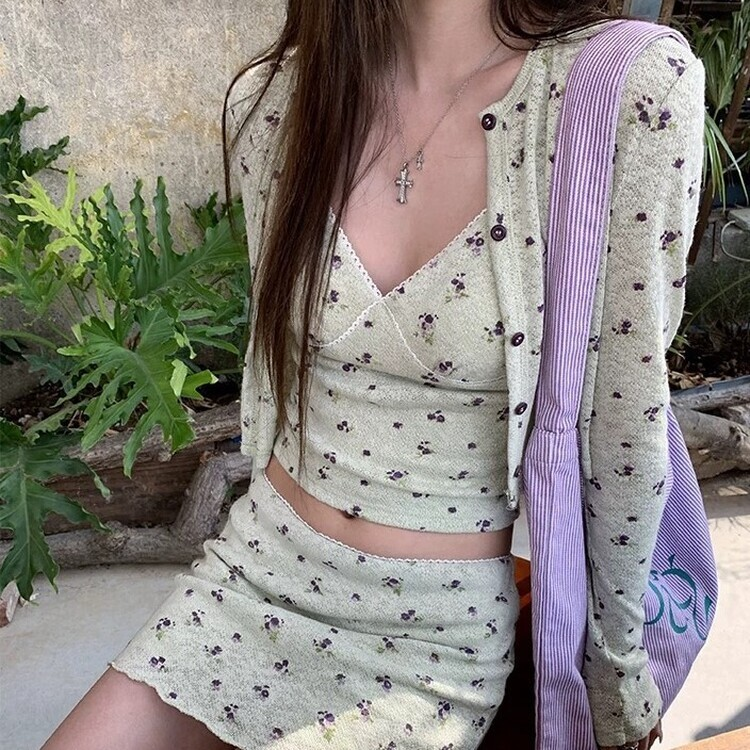 【SET着用可能】グリーンアップルカーディガンセット3ps LIGHT GREEN