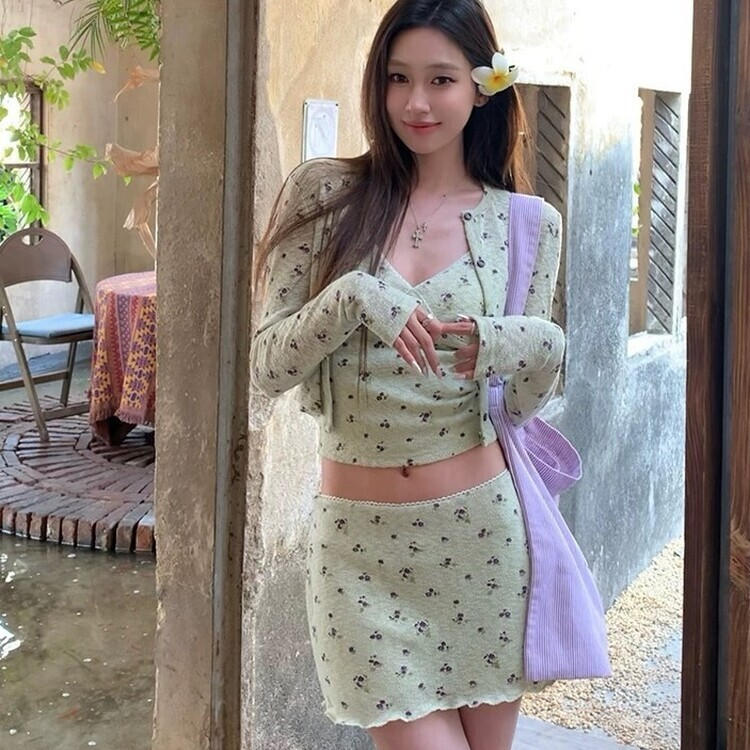 【SET着用可能】グリーンアップルカーディガンセット3ps LIGHT GREEN