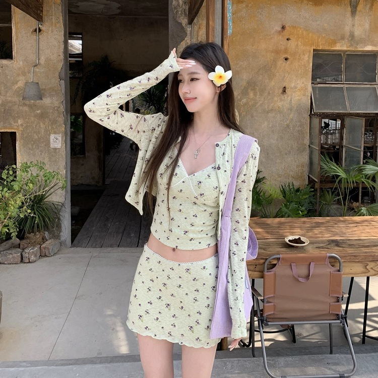 【SET着用可能】グリーンアップルカーディガンセット3ps LIGHT GREEN