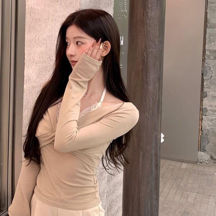 ホルターネックレースTシャツ BEIGE