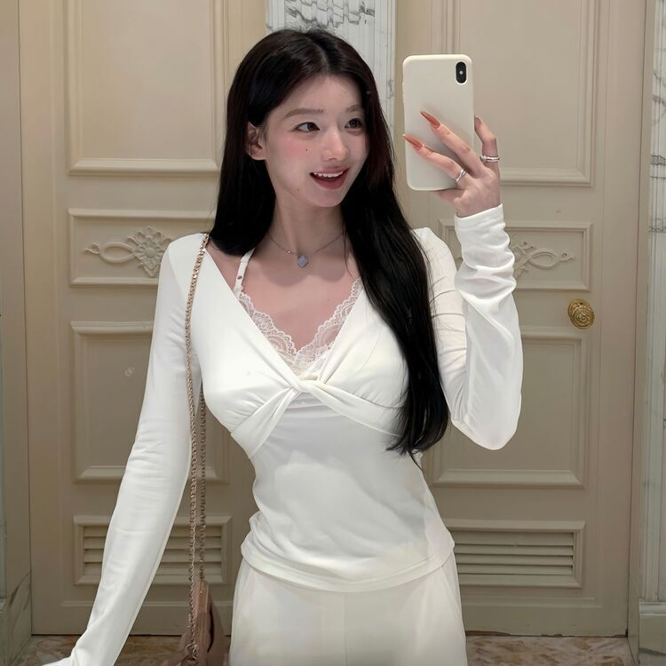 ホルターネックレースTシャツ IVORY